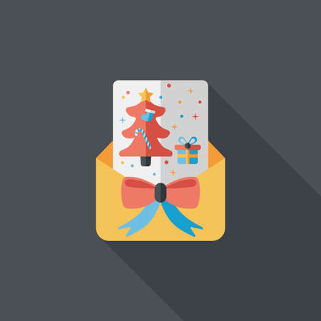 Christmas card flat icon with long shadowのイラスト素材