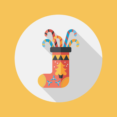 Christmas stocking flat icon with long shadowのイラスト素材
