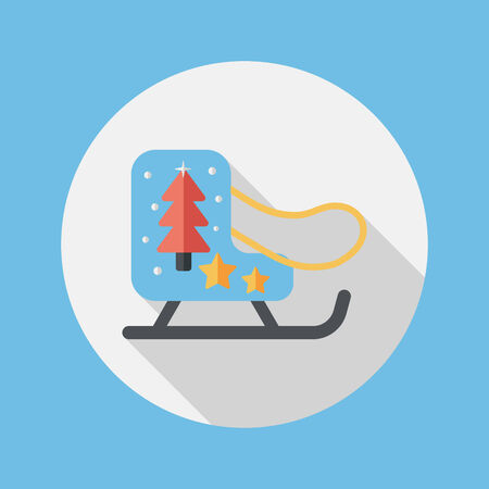 Christmas sleigh flat icon with long shadowのイラスト素材
