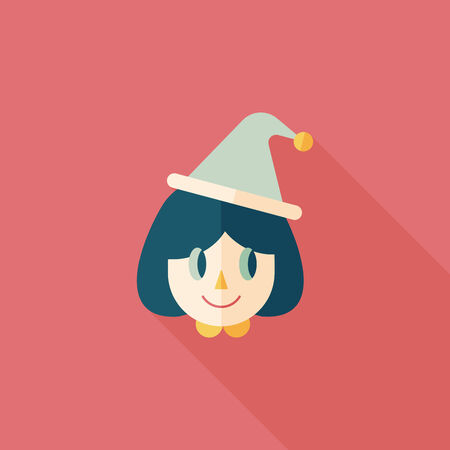 Christmas girl flat icon with long shadowのイラスト素材