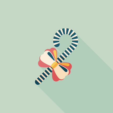 Christmas candy cane flat icon with long shadowのイラスト素材