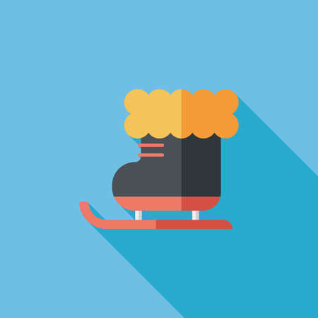 Christmas sleigh flat icon with long shadowのイラスト素材