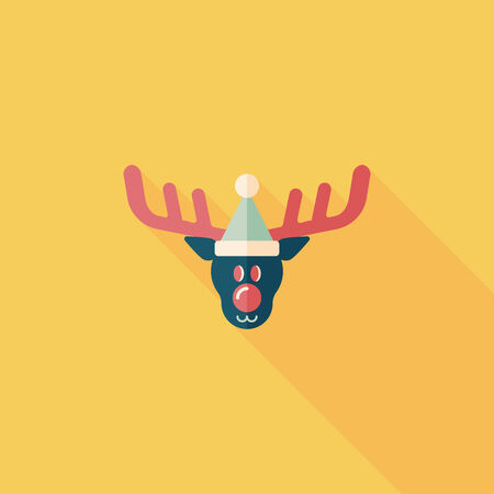 Reindeer flat icon with long shadowのイラスト素材