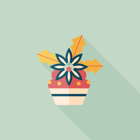 Christmas cake flat icon with long shadowのイラスト素材