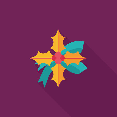 poinsettia flat icon with long shadowのイラスト素材