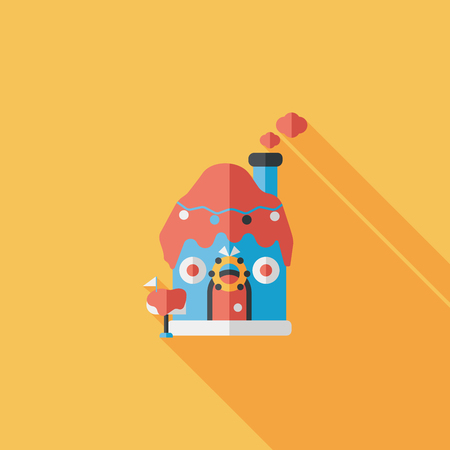 Gingerbread house flat icon with long shadowのイラスト素材