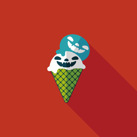 Halloween ice cream flat icon with long shadowのイラスト素材