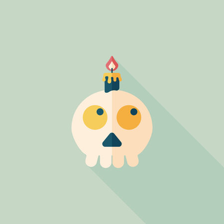 skeleton flat icon with long shadowのイラスト素材