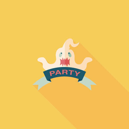 Halloween party flag flat icon with long shadowのイラスト素材