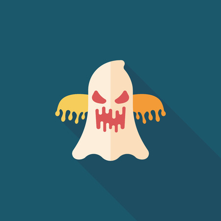 ghost flat icon with long shadowのイラスト素材