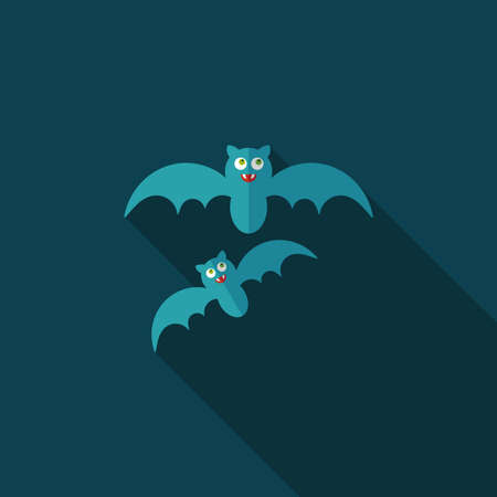 Halloween bat flat icon with long shadowのイラスト素材