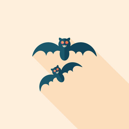 Halloween bat flat icon with long shadowのイラスト素材