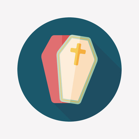 coffin flat icon with long shadowのイラスト素材