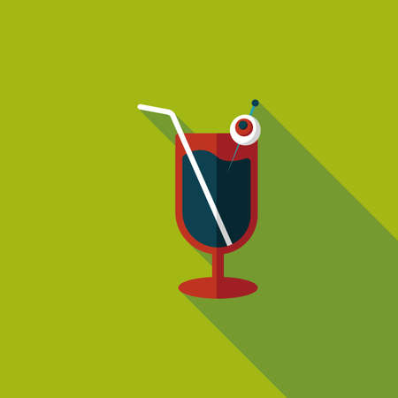 Halloween cocktail flat icon with long shadowのイラスト素材