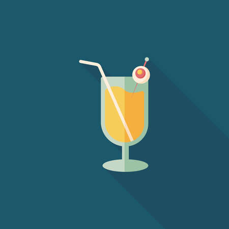 Halloween cocktail flat icon with long shadowのイラスト素材