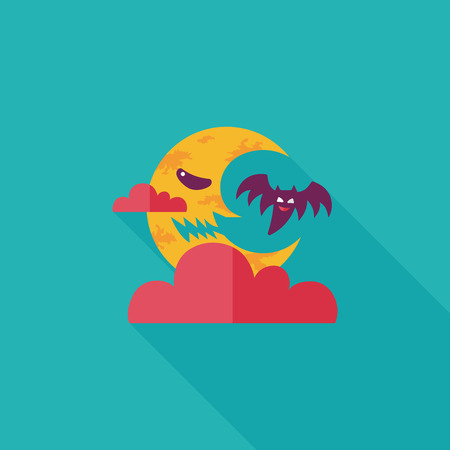 Halloween moon flat icon with long shadowのイラスト素材