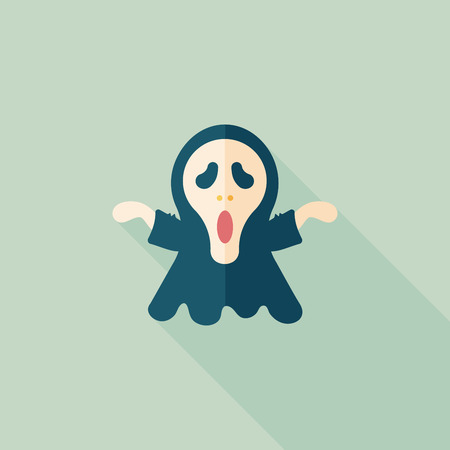 Grim Reaper flat icon with long shadowのイラスト素材