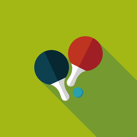 table tennis racket flat icon with long shadowのイラスト素材