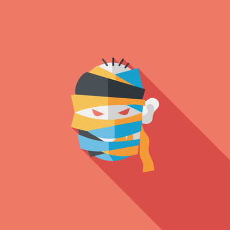 Halloween mummy flat icon with long shadowのイラスト素材