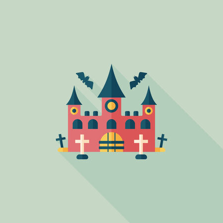 Halloween flat icon with long shadowのイラスト素材