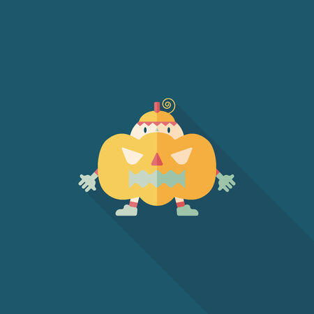 Pumpkin costume flat icon with long shadowのイラスト素材