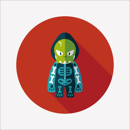 skeleton flat icon with long shadowのイラスト素材