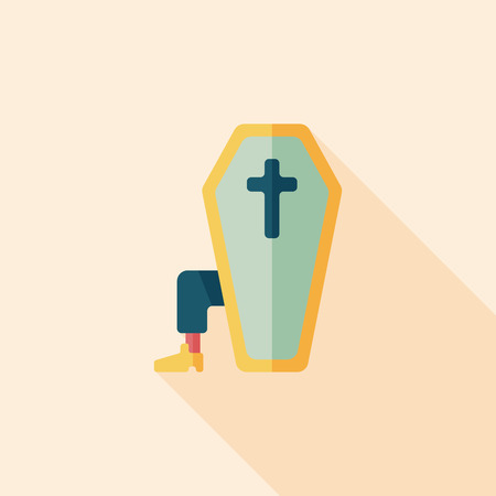 coffin flat icon with long shadowのイラスト素材