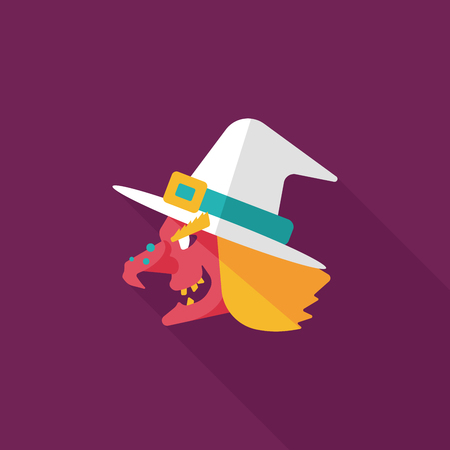 witch hat flat icon with long shadowのイラスト素材