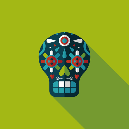 decoration skull flat icon with long shadowのイラスト素材