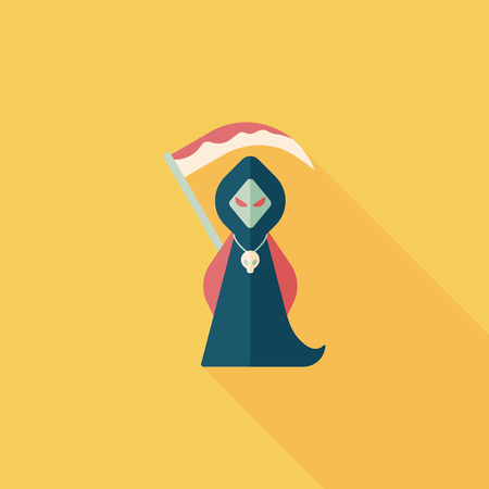 Grim Reaper flat icon with long shadowのイラスト素材
