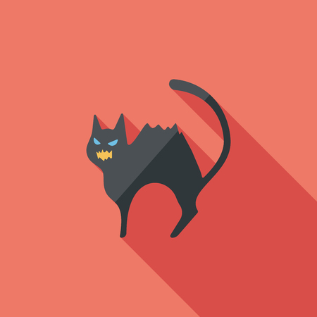Evil cat flat icon with long shadowのイラスト素材