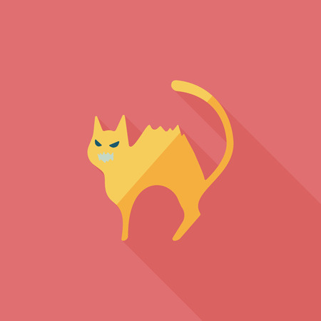 Evil cat flat icon with long shadowのイラスト素材