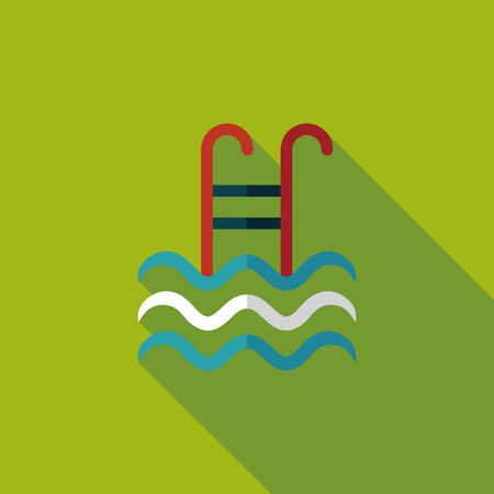swimming pool flat icon with long shadowのイラスト素材
