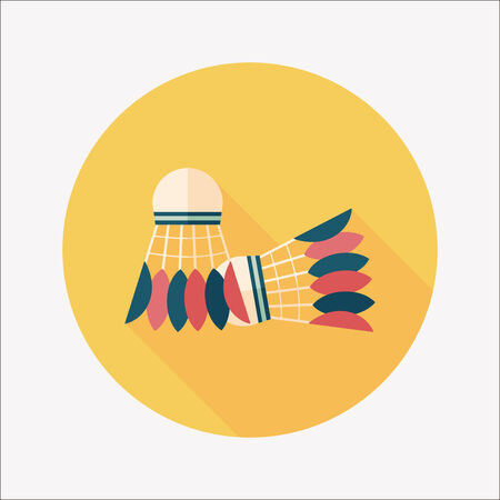 badminton ball flat icon with long shadowのイラスト素材