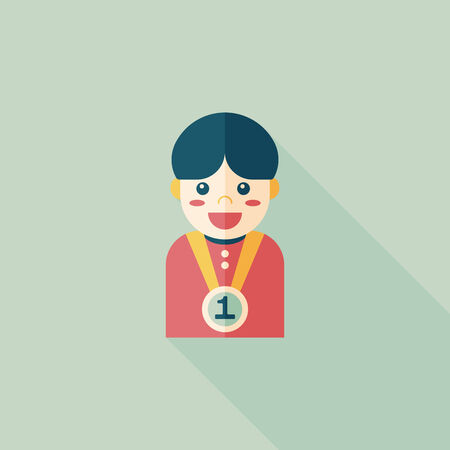winning boy flat icon with long shadowのイラスト素材