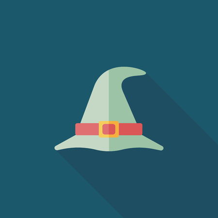 witch hat flat icon with long shadowのイラスト素材