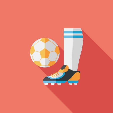 soccer flat icon with long shadowのイラスト素材