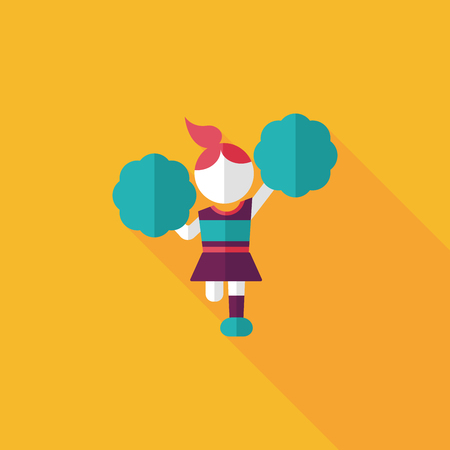 cheerleader flat icon with long shadowのイラスト素材