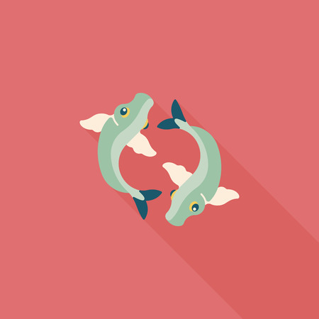 Chinese New Year flat icon with long shadowのイラスト素材