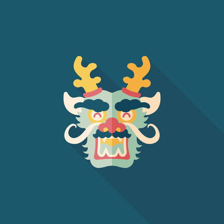 Chinese New Year flat icon with long shadowのイラスト素材