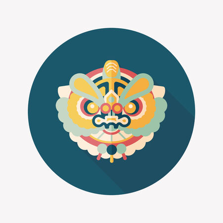 Chinese New Year flat icon with long shadow のイラスト素材