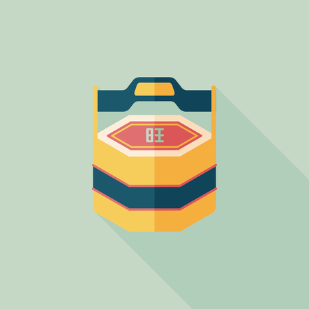 Chinese New Year gift box flat icon with long shadowのイラスト素材