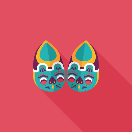 Embroidered shoes flat icon with long shadow のイラスト素材