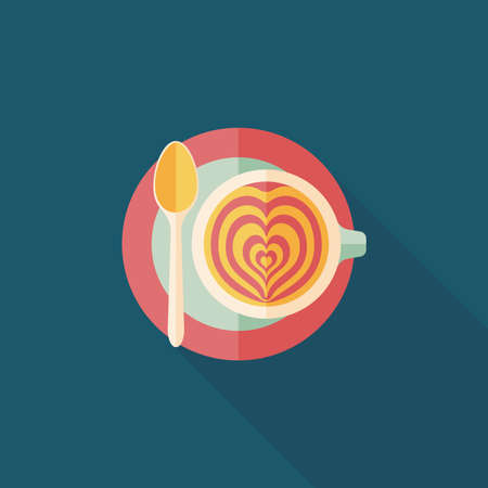 coffee latte art flat icon with long shadow,eps10のイラスト素材