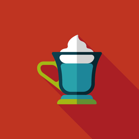 iced floating coffee flat icon with long shadow,eps10のイラスト素材