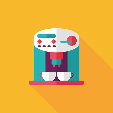 coffee machine flat icon with long shadow,eps10のイラスト素材
