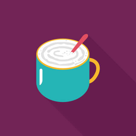 coffee latte art flat icon with long shadow,eps10のイラスト素材