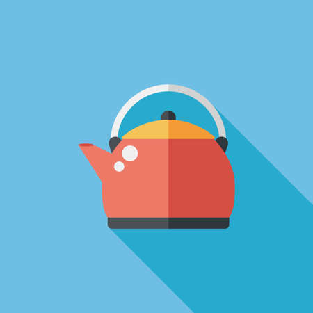 tea pot flat icon with long shadow,eps10のイラスト素材