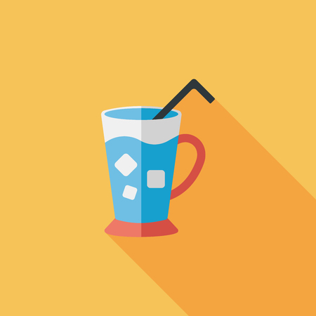 iced drink flat icon with long shadow,eps10のイラスト素材