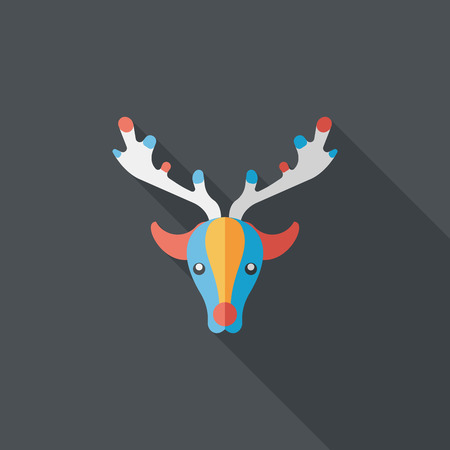 Reindeer flat icon with long shadowのイラスト素材